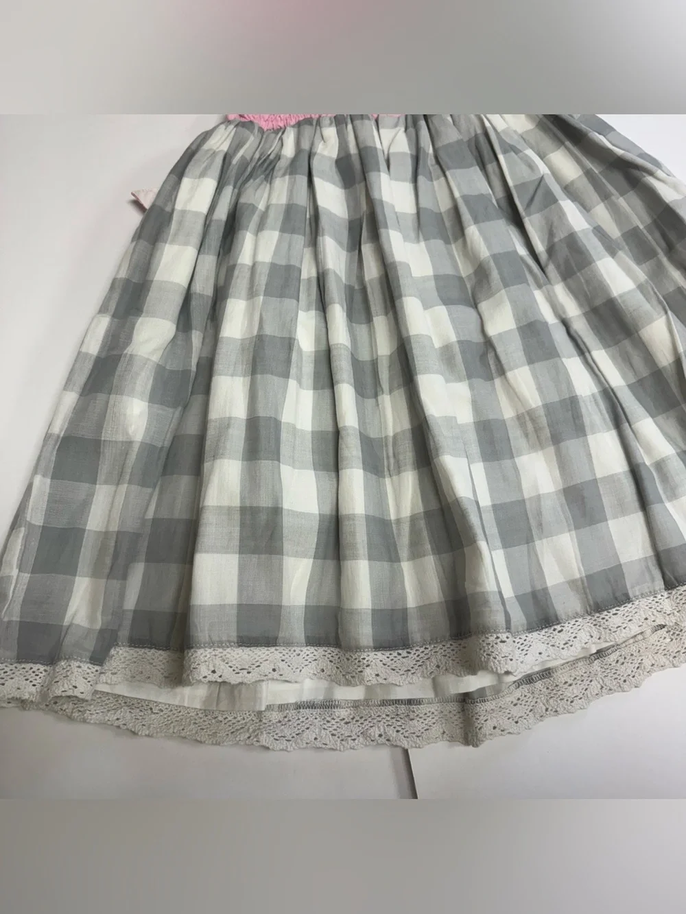 Well Dressed Wolf Joyce Party Dress Gray White Checker Pink Blue Flags Girls 4T